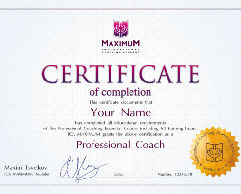 MAXIMUM Coach Certificate